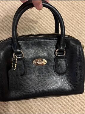 Coach Black Pebble Leather Satchel with Gold Accents